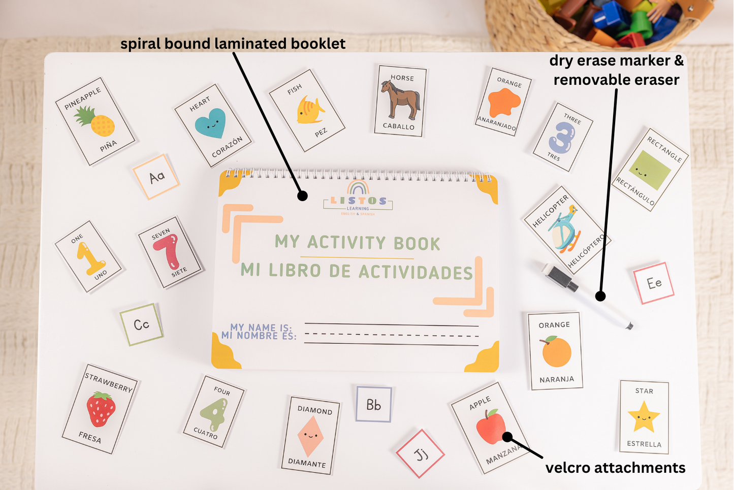 Bilingual Activity Book in English and Spanish