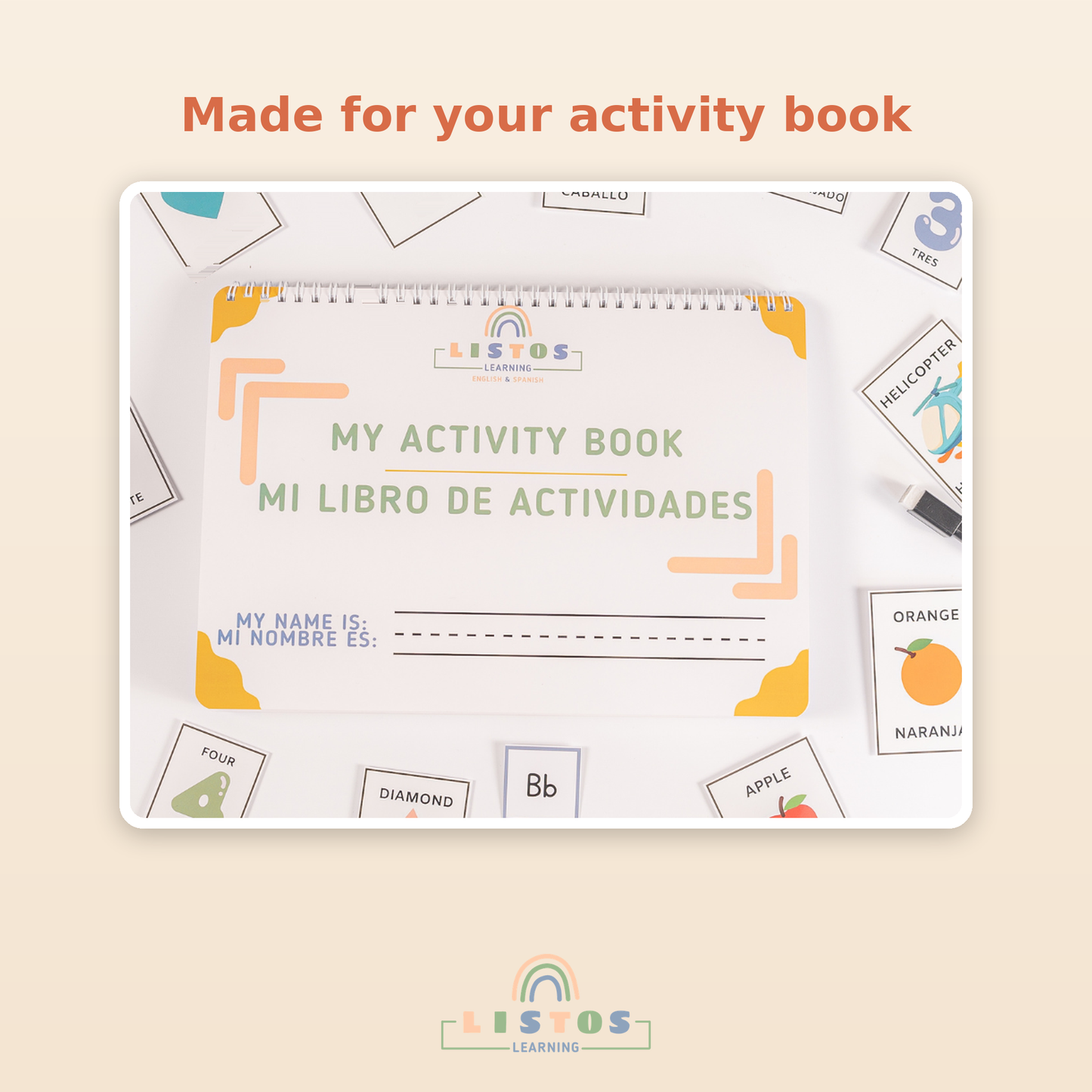 Replacement Dry Erase Markers for Bilingual Activity Book — 3-Pack With Removable Erasers